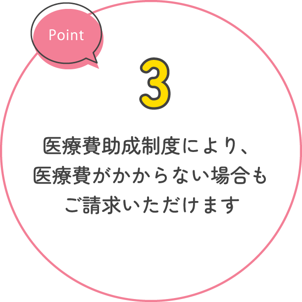 医療費助成制度により、医療費が掛からない場合もご請求いただけます